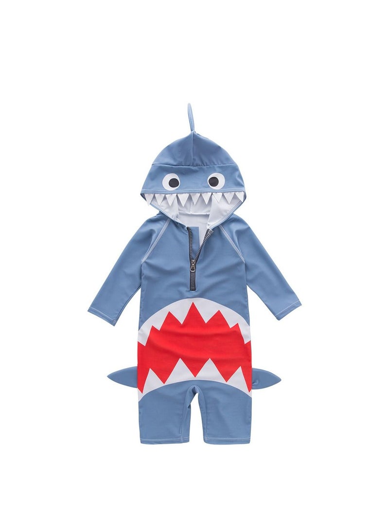 Y&D Boys One Piece Swimsuit Pink Flower Leaf With Hat Beach Children's Hot Spring  2-3Y - Image 1