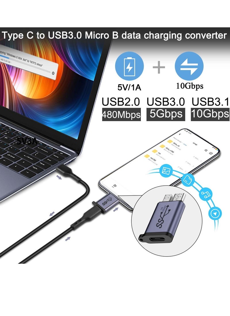 SYOSI High-Speed USB C Female to Micro B Male Adapter,10Gbps Data Transfer Charging for External Hard Drives, SSDs, Tablets, Cameras, Laptops,2Pcs  - Image 4