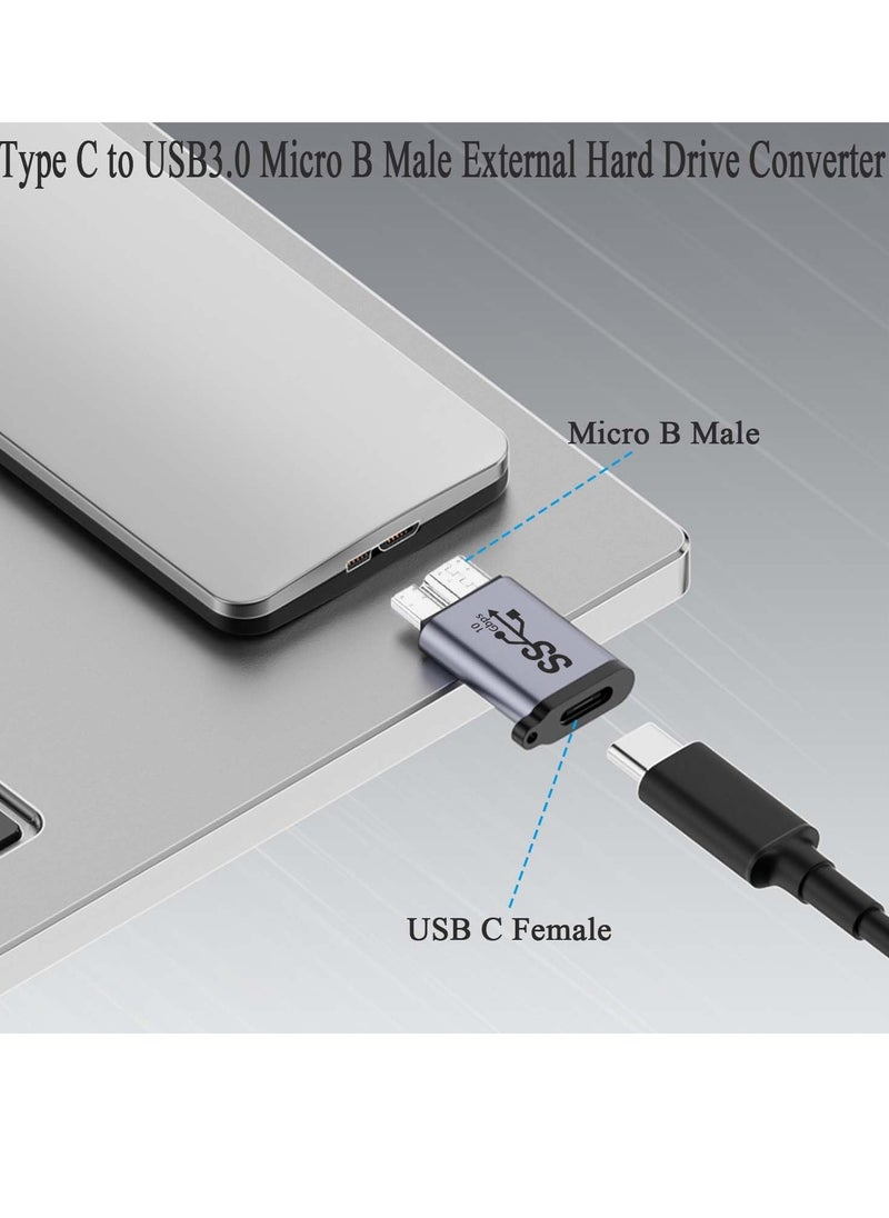 SYOSI High-Speed USB C Female to Micro B Male Adapter,10Gbps Data Transfer Charging for External Hard Drives, SSDs, Tablets, Cameras, Laptops,2Pcs  - Image 2
