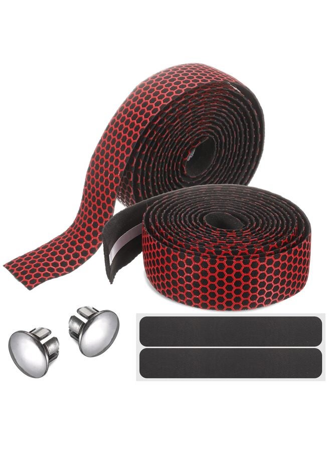 LAMAY 2PCS of Hexagonal Bicycle Handle Tape, Anti-Fall Handle Tape. Enhance the Grip of Your Bike, Wrap Your Bike, and Enjoy a Comfortable Riding Experience(Red) - Image 1