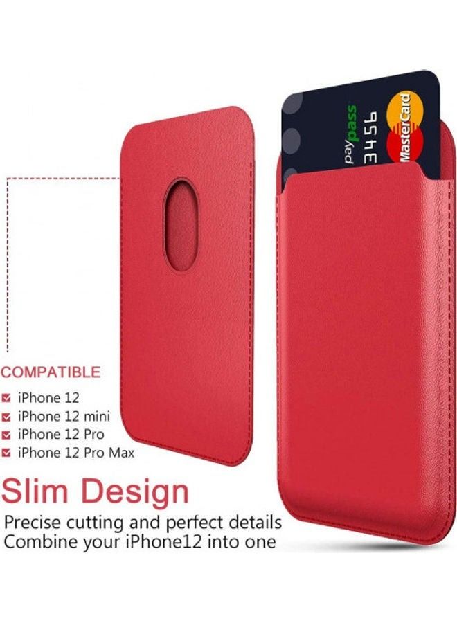 حامل بطاقة مغناطيسي لهاتف Apple iPhone 12/12 Mini / 12 Pro / 12 Pro Max Red - Image 2