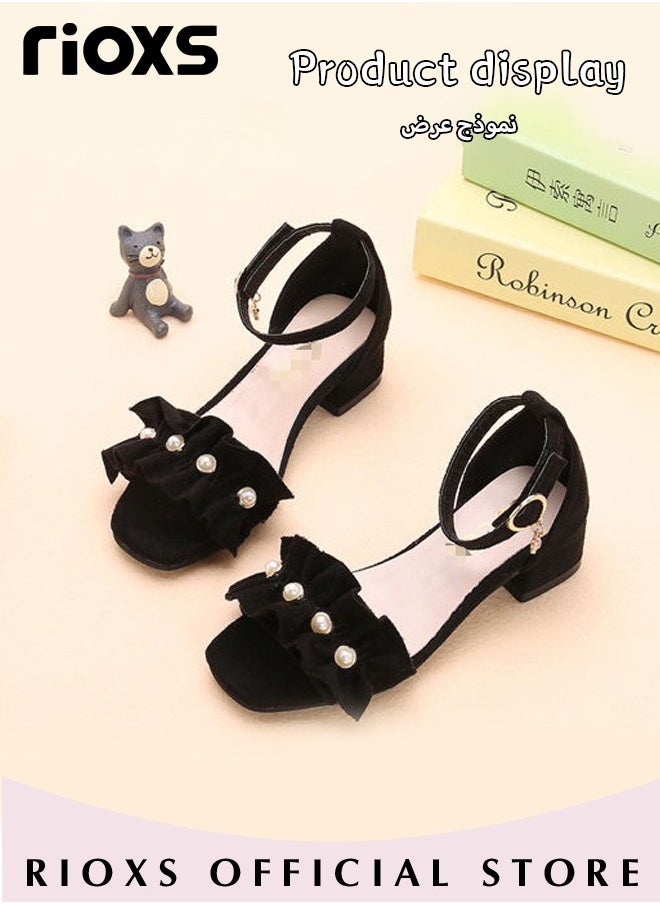 RIOXS - Little Kids Girls Fashion Non-Slip Soft Sole Sandals Princess Adjustable Shoes Lightweight Breathable Ankle Strap Sandals - Image 1
