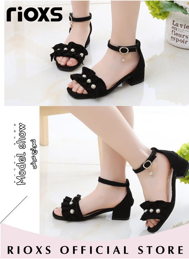 RIOXS - Little Kids Girls Fashion Non-Slip Soft Sole Sandals Princess Adjustable Shoes Lightweight Breathable Ankle Strap Sandals - Image 1