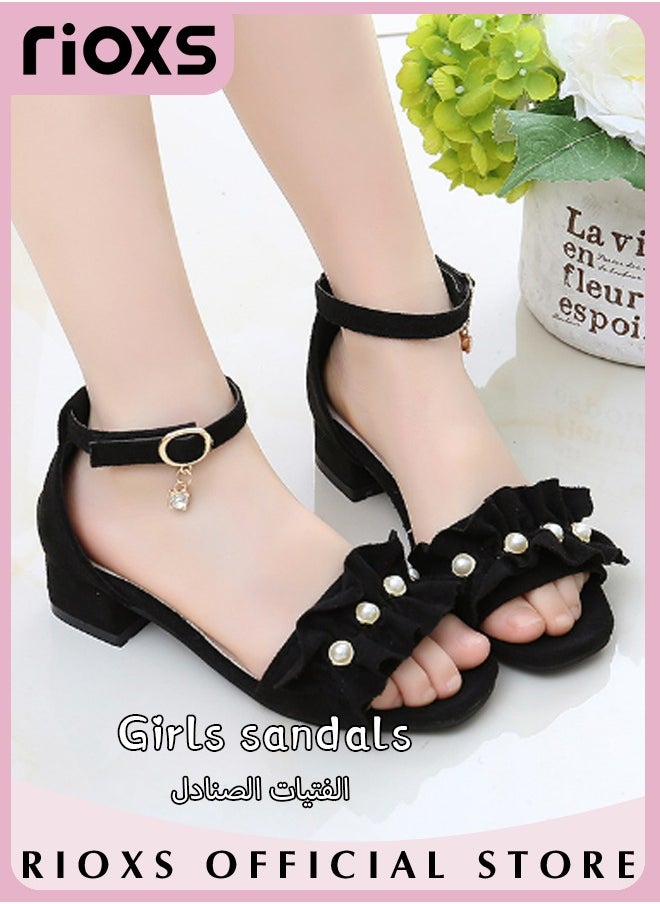 RIOXS - Little Kids Girls Fashion Non-Slip Soft Sole Sandals Princess Adjustable Shoes Lightweight Breathable Ankle Strap Sandals - Image 1