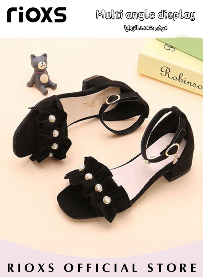 RIOXS - Little Kids Girls Fashion Non-Slip Soft Sole Sandals Princess Adjustable Shoes Lightweight Breathable Ankle Strap Sandals - Image 1