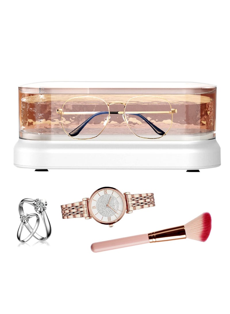 SOLARAE Portable Ultrasonic Cleaner Machine 47KHZ, Mini Jewelry Cleaner 450ml, Visualisation Jewelry Cleaner, Low Noise Ultrasonic Cleaner for Glasses Rings Pendant Bracelets Watches Shavers Dentures - Image 1