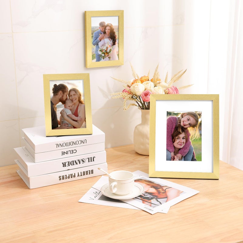 decorUhome 8x10 Picture Frame, Display Pictures 5x7 with Mat or 8x10 without Mat, Wall & Tabletop Display Photo Frame, Gold, 1 Pack - Image 5