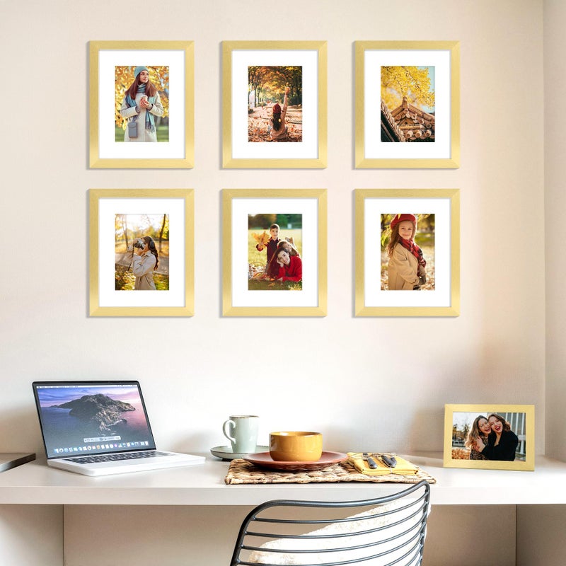 decorUhome 8x10 Picture Frame, Display Pictures 5x7 with Mat or 8x10 without Mat, Wall & Tabletop Display Photo Frame, Gold, 1 Pack - Image 2