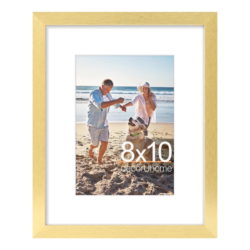 decorUhome 8x10 Picture Frame, Display Pictures 5x7 with Mat or 8x10 without Mat, Wall & Tabletop Display Photo Frame, Gold, 1 Pack - Image 1
