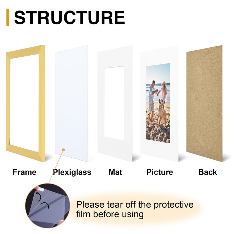 decorUhome 8x10 Picture Frame, Display Pictures 5x7 with Mat or 8x10 without Mat, Wall & Tabletop Display Photo Frame, Gold, 1 Pack - Image 3