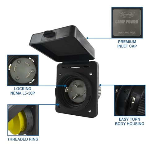 Conntek 30 Amp 125 Volt RV Marine Power Inlet - Image 2