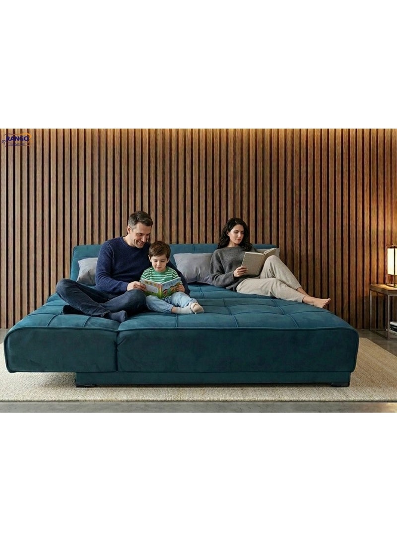 رانجو ركنة سرير من رانجو للاثاث مقاس 2.60*1.65تستخدام في غرفة المعيشة وغرفة الضيوف والمساحات الصغيرة، تتحول الى سريركبير بالون البني - Image 1