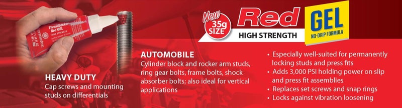 Permatex 27835 High Strength Threadlocker Red Gel, 35g - Image 2