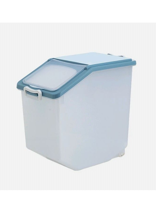 PICCASIO 15kg Rice Box Storage Container Airtight with Lid Large Capacity Cereals Dispenser Storage Box With Wheels and Cup for Pet Food Rice Grains Beans - Image 3