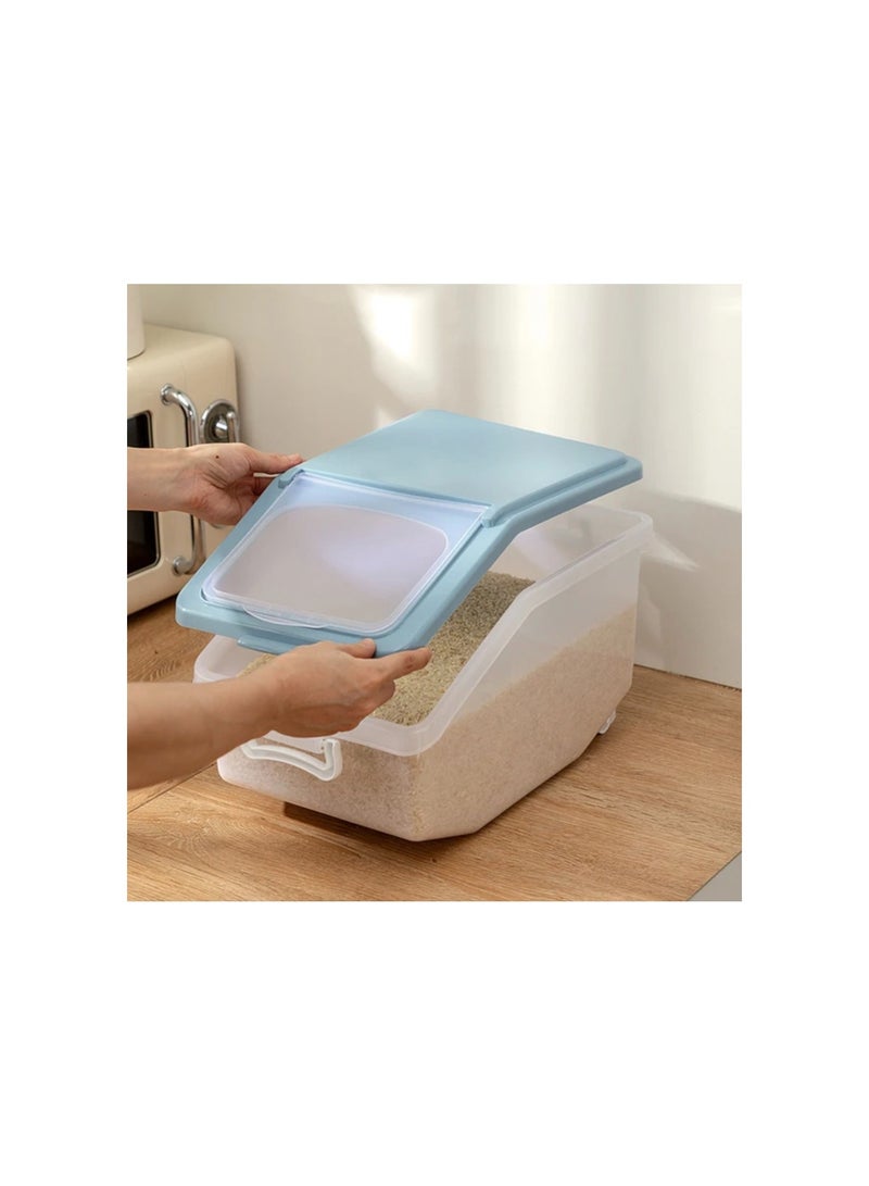 PICCASIO 15kg Rice Box Storage Container Airtight with Lid Large Capacity Cereals Dispenser Storage Box With Wheels and Cup for Pet Food Rice Grains Beans - Image 4