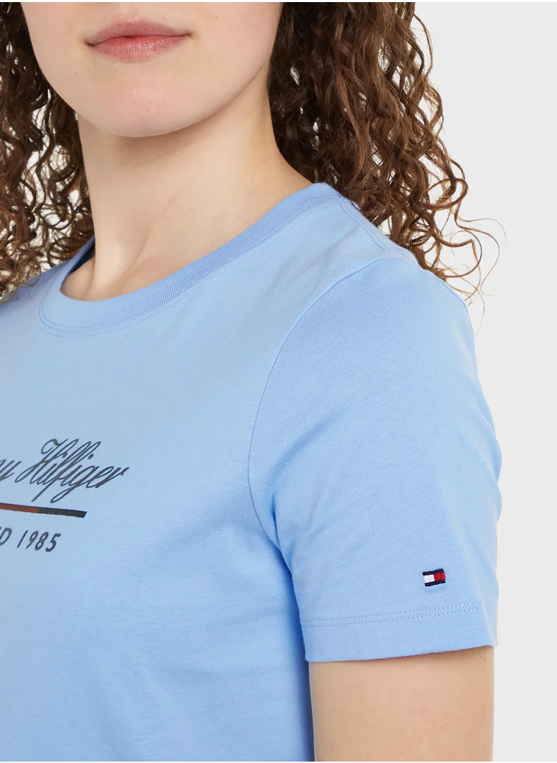 تومي هيلفيغر Crew Neck Logo T-Shirt