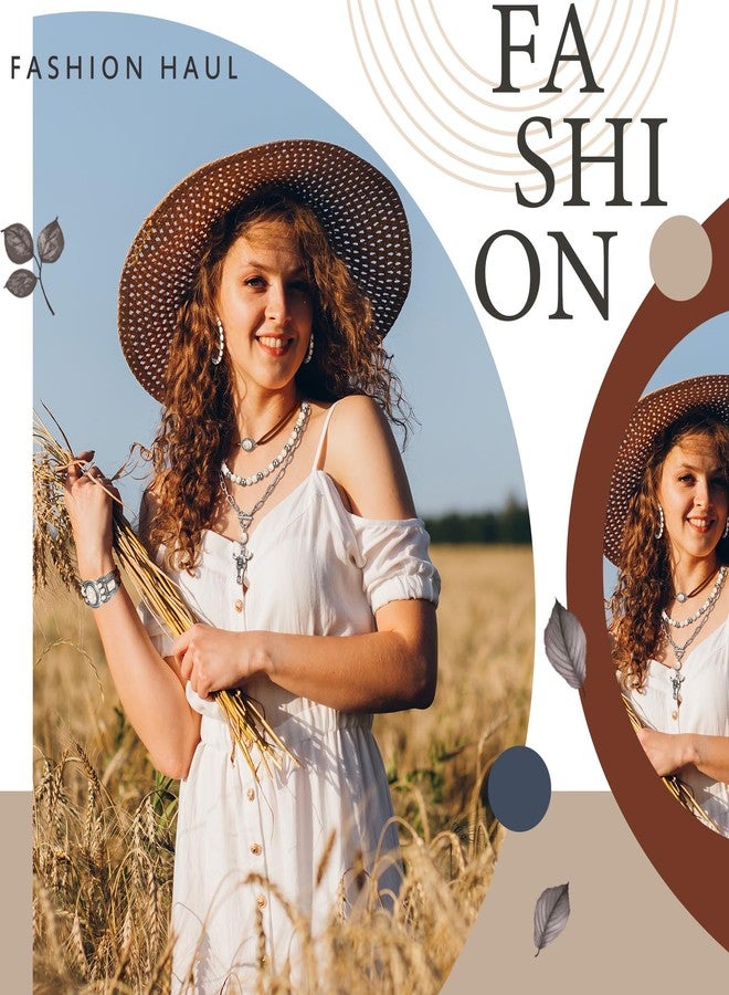 Inbagi 3 Pcs Boho Western Jewelry for Women Turquoise Jewelry Set Vintage Earrings Bracelet Western Bohemian Necklace for Women Cowboy Cowgirls (Retro) - Image 4