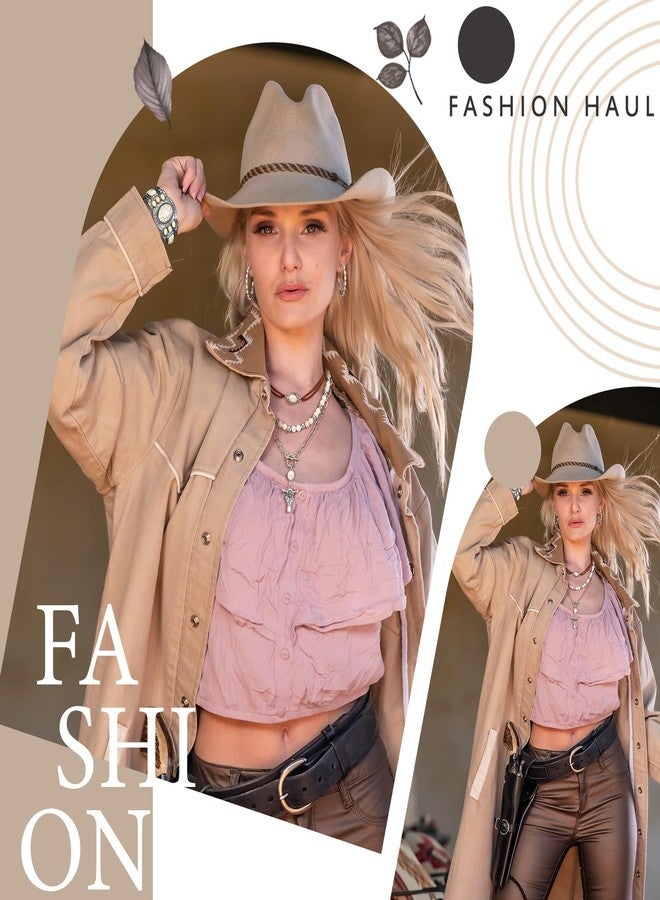 Inbagi 3 Pcs Boho Western Jewelry for Women Turquoise Jewelry Set Vintage Earrings Bracelet Western Bohemian Necklace for Women Cowboy Cowgirls (Retro) - Image 2