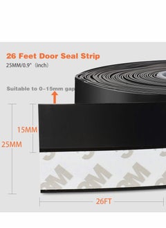 Excefore Silicone Seal Strip, 26 Feet Door Weather Stripping Strip Window Sealing Tape for Draft Stopper Adhesive Doors Windows and Shower Glass Gaps (Black, 45MM)  - Image 4