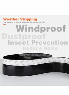 Excefore Silicone Seal Strip, 26 Feet Door Weather Stripping Strip Window Sealing Tape for Draft Stopper Adhesive Doors Windows and Shower Glass Gaps (Black, 45MM)  - Image 5