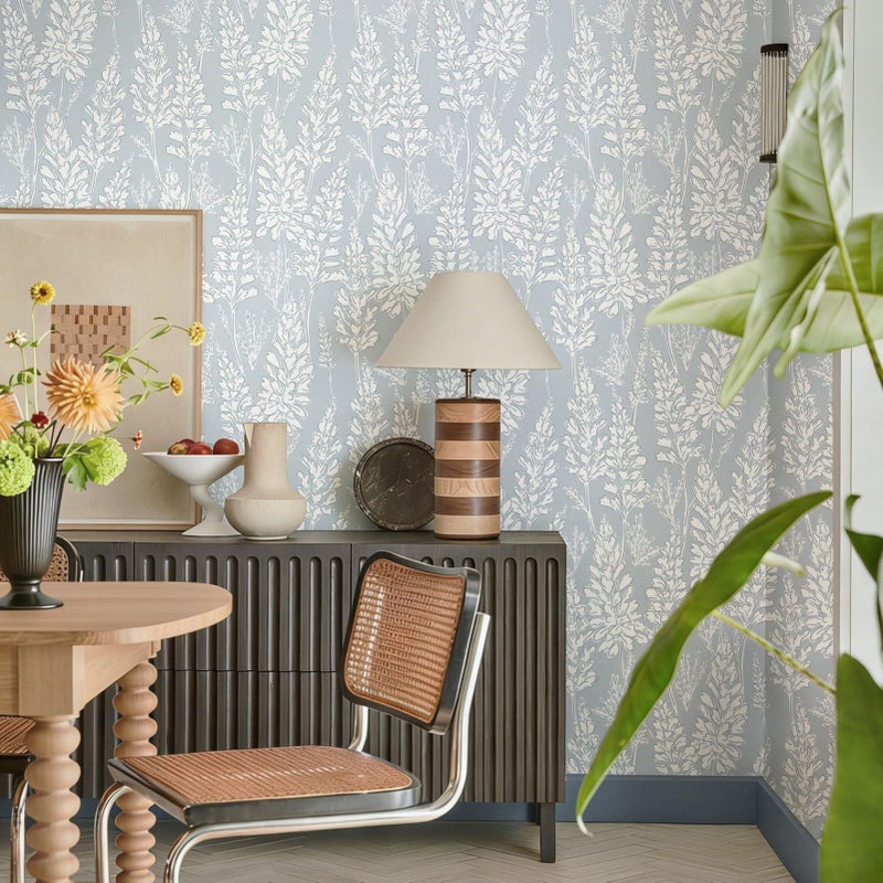 Ismoon Floral Peel and Stick Wallpaper Boho Blue Contact Paper 17.3'' x 78.7'' Neutral Wallpaper Renter Friendly Removable Self-Adhesive Wall Paper for Bedroom Kitchen Wall Decor Vinyl - Image 4