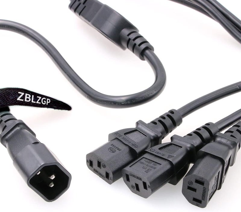 قابس ذكر IEC 320 C14 مع سلك تمديد ثلاثي من أنثى C13، سلك مقسم من نوع Y من C14 إلى 3×C13 لأجهزة UPS/PDU، 250 فولت/10 أمبير (C14-3xC13 1 متر) - Image 5