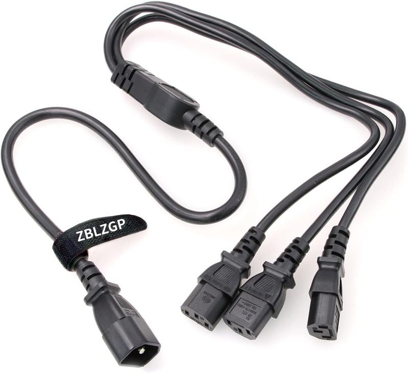 قابس ذكر IEC 320 C14 مع سلك تمديد ثلاثي من أنثى C13، سلك مقسم من نوع Y من C14 إلى 3×C13 لأجهزة UPS/PDU، 250 فولت/10 أمبير (C14-3xC13 1 متر) - Image 1