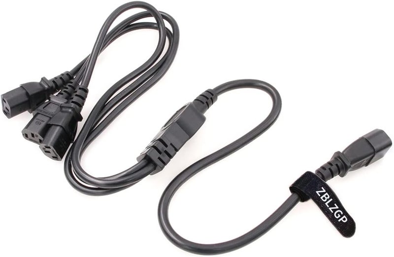 قابس ذكر IEC 320 C14 مع سلك تمديد ثلاثي من أنثى C13، سلك مقسم من نوع Y من C14 إلى 3×C13 لأجهزة UPS/PDU، 250 فولت/10 أمبير (C14-3xC13 1 متر) - Image 4