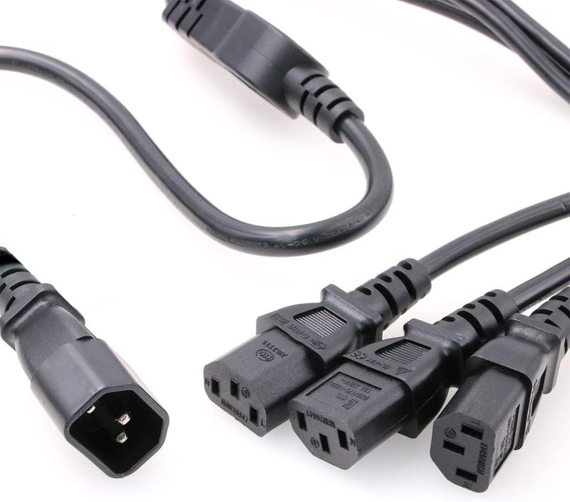 قابس ذكر IEC 320 C14 مع سلك تمديد ثلاثي من أنثى C13، سلك مقسم من نوع Y من C14 إلى 3×C13 لأجهزة UPS/PDU، 250 فولت/10 أمبير (C14-3xC13 1 متر) - Image 3