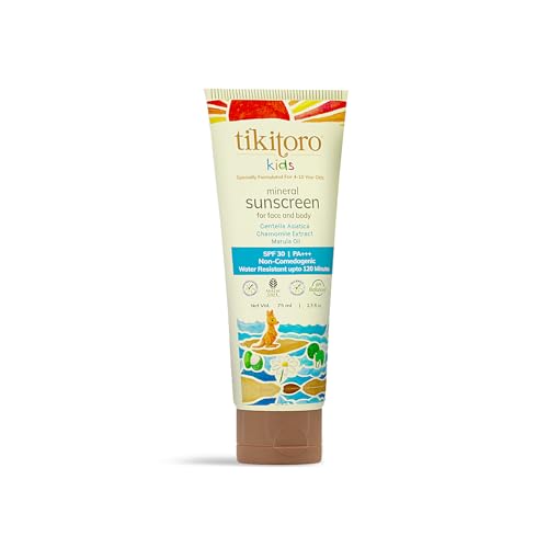 Tikitoro Kids Mineral Sunscreen SPF 30 PA+++ | Broad Spectrum UVA/UVB | Water Resistant 120mins | Dermatologist Approved | Prevents Tanning | Benzophenone-3 &Avobenzone Free (75 ml) - Image 1