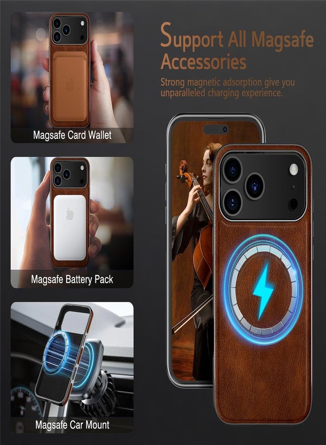 LOHASIC جراب جلدي فاخر من LOHASIC مصمم خصيصًا لهاتف iPhone 17 Pro، مزود بمغناطيس قوي متوافق مع MagSafe، متوفر باللون البني الداكن. - Image 3