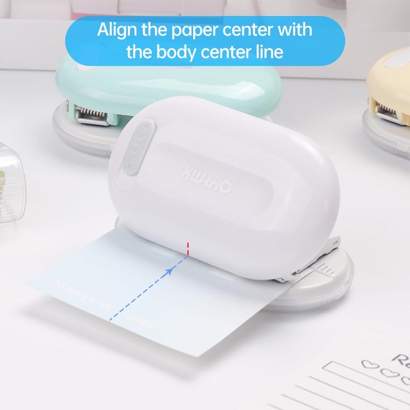 White Mini 3 Hole Paper Punch Handheld 5.5mm Aperture 5 Sheet Capacity Notebook: - Image 3