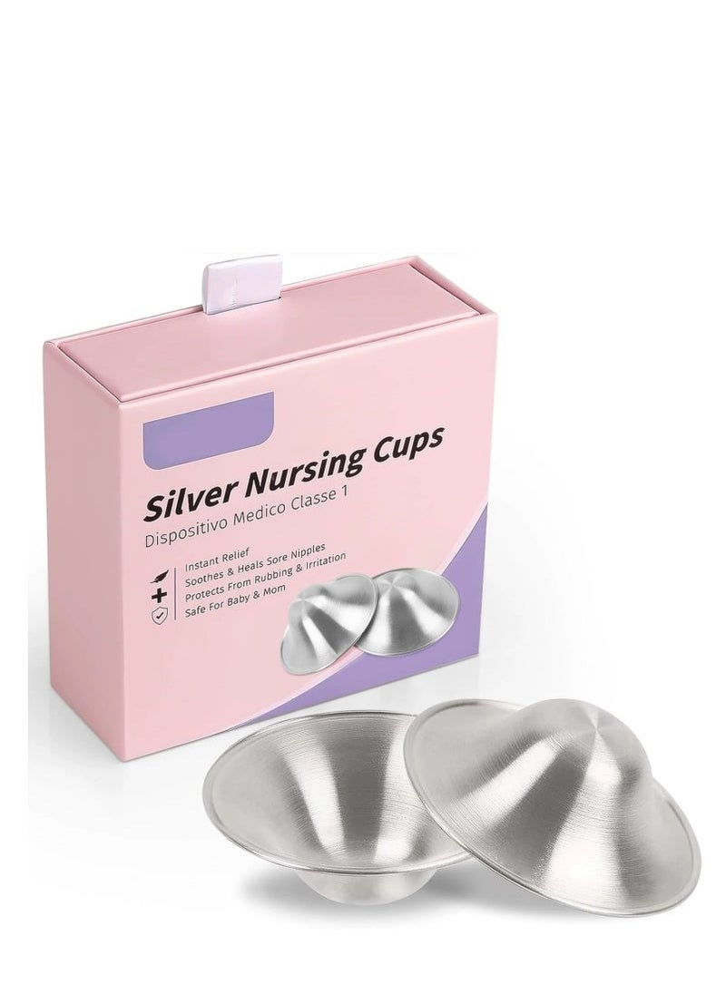 925 Silver Nursing Cups Original Perforated Breathable Design, 920 Silver Nipple Cover for Breastfeeding Essential, Silver Nipple Shield for Nursing Newborn, Metal Nipple Shields, Regular Size