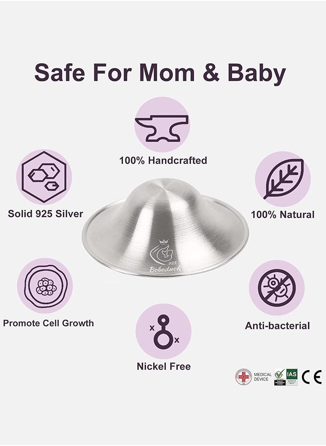 925 Silver Nursing Cups Original Perforated Breathable Design, 920 Silver Nipple Cover for Breastfeeding Essential, Silver Nipple Shield for Nursing Newborn, Metal Nipple Shields, Regular Size