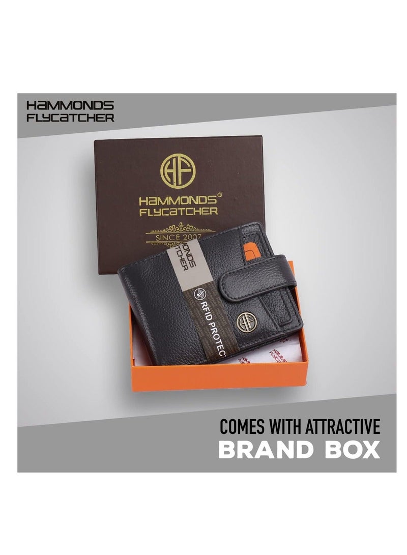 HAMMONDS FLYCATCHER Leather Wallet for Men - RFID Protected Leather Purse for Men, Money Purse for Men - 5 Card Slots, Coin Pocket, Hidden Pockets, Metal Snap Button | Grey | BTYJ - Image 5