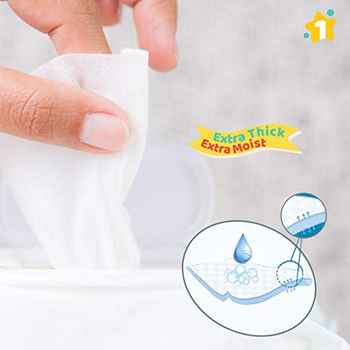1st Step Baby Wipes with Lid Enriched and Aloe-Vera and Jojoba Oil (72 Wipes/Pack x 5 Packs = 360 Wipes) - Image 5