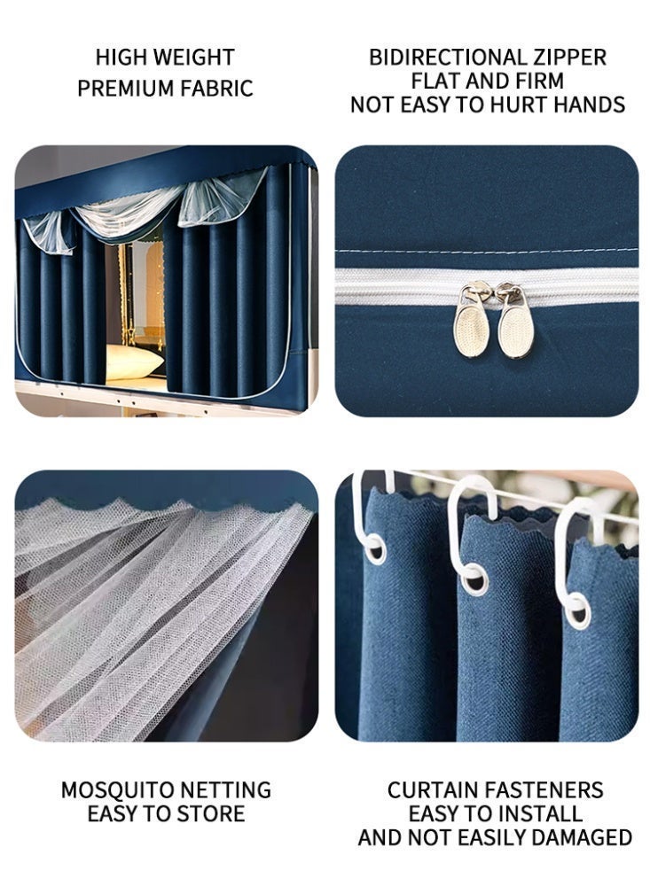 OHTEX HOME ناموسية سرير بنمط مظلة، ستارة سرير، حماية من الخصوصية، حماية من البعوض والحشرات، تعتيم كامل، نسيج كتان فريد، تصميم بلون موحد، مثالية للأسرة المفردة وغرف النوم - Image 2