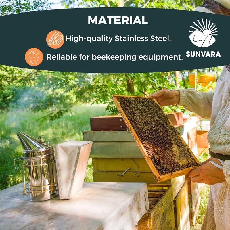SunVara Bee Smoker Stainless Steel Heat Shield High Standard 11" - Image 4