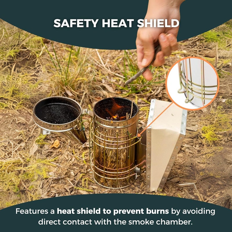 SunVara Bee Smoker Stainless Steel Heat Shield High Standard 11" - Image 5
