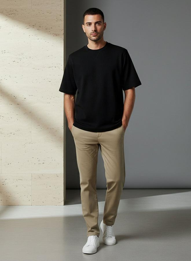 Iconic Men Regular Fit Crew Neck Short Sleeve Textured T-shirt - Image 2