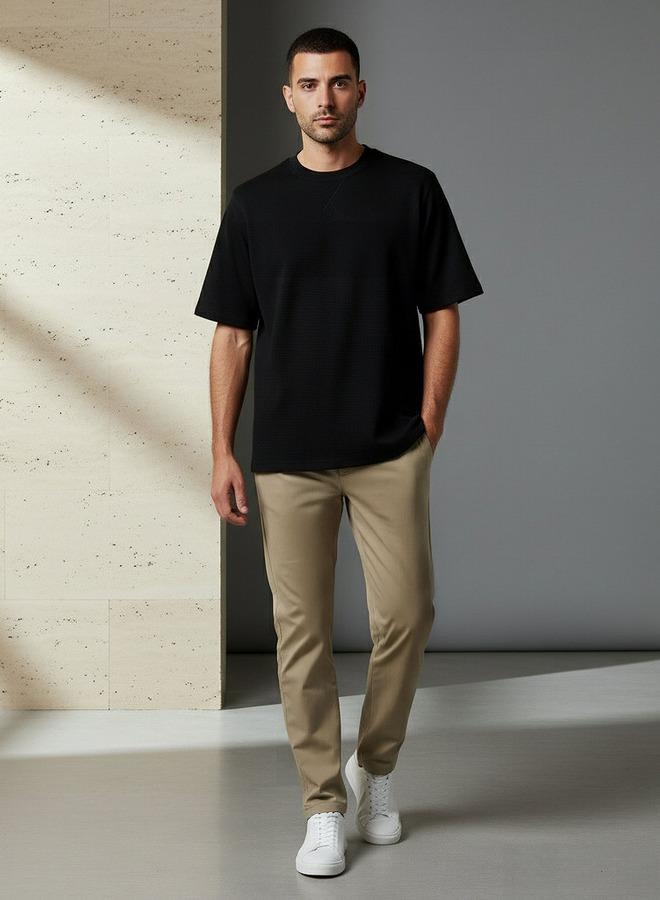 Iconic Men Regular Fit Crew Neck Short Sleeve Textured T shirt - Image 5