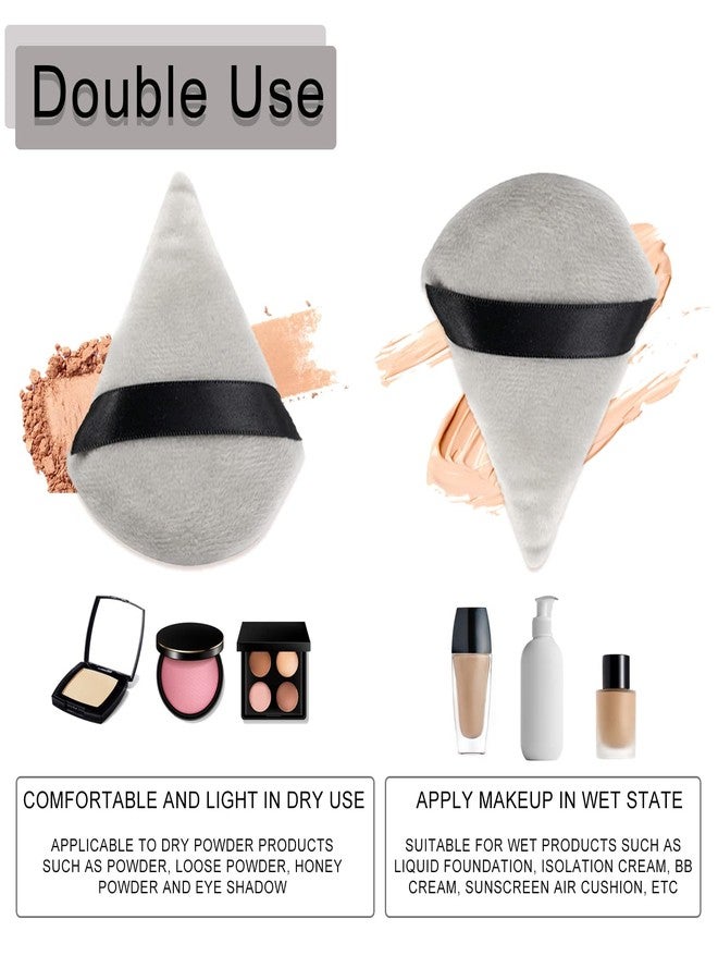 Topwon Triangle Powder Puff, Velour Makeup Sponge for Face Wet Dry Loose Powder, Cosmetic Foundation Blending Sponges - Set of 6,Grey - Image 2