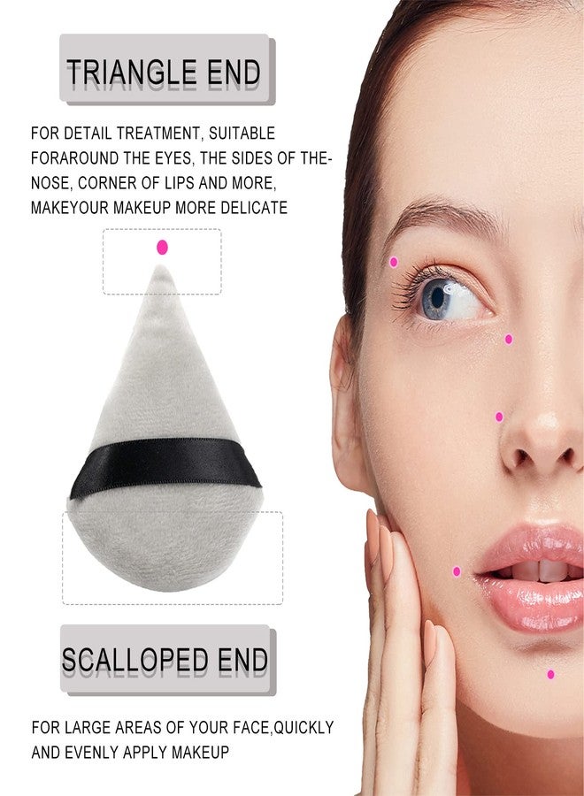 Topwon Triangle Powder Puff, Velour Makeup Sponge for Face Wet Dry Loose Powder, Cosmetic Foundation Blending Sponges - Set of 6,Grey - Image 3