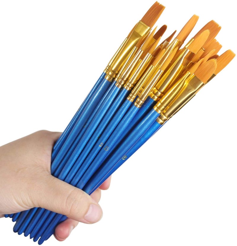 AROIC Acrylic Paint Brush Set, 5 Packs / 50 pcs Nylon Hair Brushes for All Purpose Oil Watercolor Painting Artist Professional Kits - Image 3