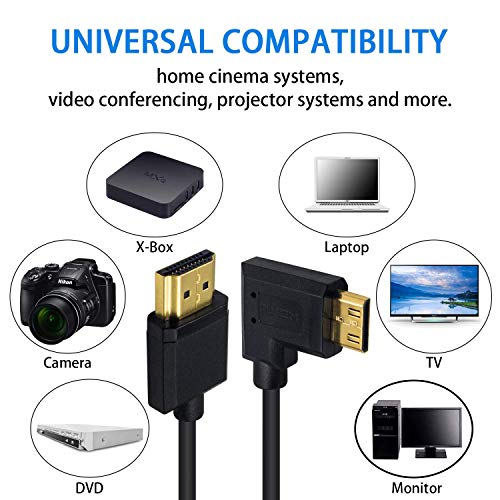 Duttek Thin Mini HDMI to HDMI Coiled Cable 1FT-4Ft, Ultra Slim & Flexible Soft Left Angled HDMI to Mini HDMI Cable Supports 3D/4K@60Hz for HDTV, Tablet, Camera and Camcorder - Image 3