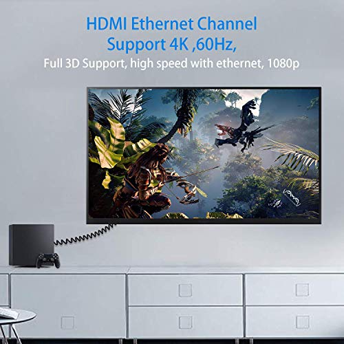 Duttek Thin Mini HDMI to HDMI Coiled Cable 1FT-4Ft, Ultra Slim & Flexible Soft Left Angled HDMI to Mini HDMI Cable Supports 3D/4K@60Hz for HDTV, Tablet, Camera and Camcorder - Image 5