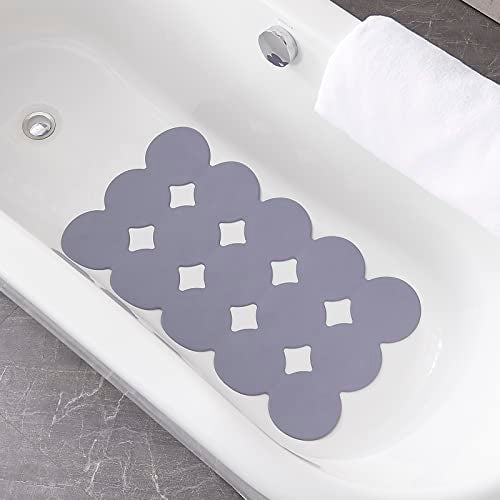 Webos Patented Non Slip Bathtub Mat Shower Mat Bath Mat Tub Mats with Strong Suction Cups Soft Natural Rubber Bath Mat for Inside The tub (Circle-Grey, 28x16 inch) - Image 1