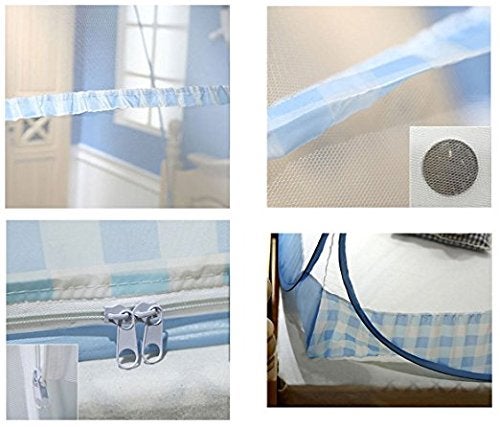 CdyBox Folding Mosquito Net Tent Canopy Curtains for Beds Home Bedroom Decor (Blue, 1.8X2.0m) - Image 5