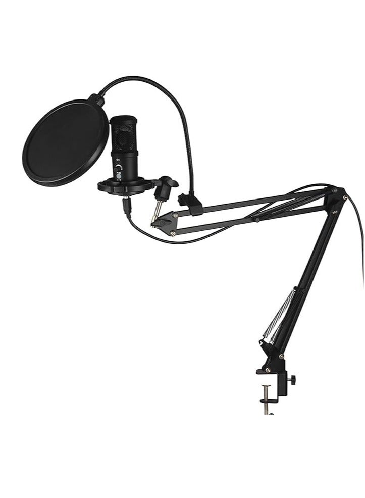 ميكروفون كوندنسر USB للكمبيوتر واللابتوب، يستخدم للغناء والبث والتسجيل والألعاب والبث المباشر والمؤتمرات واليوتيوب. - Image 1