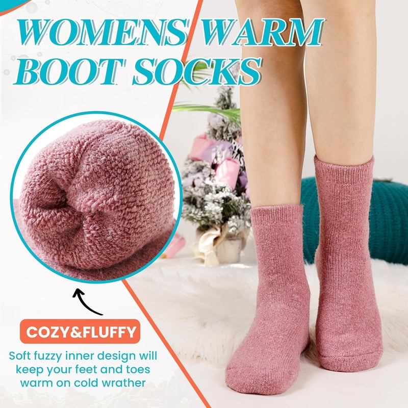 Velice Wool Socks for Women Merino Wool Boot Hiking Thick Thermal Warm Winter Crew Cushion Cozy Work Socks 5 Pairs - Image 5
